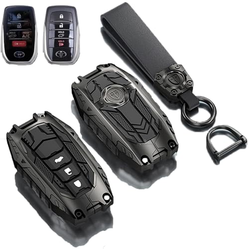 Heavy Metal Key Fob Cover Case Protector for Toyota,Key Case Holder Full Protection for 2019-2024 Venza, RAV4 Prime, Land Cruiser, Fortuner, Grand Highlander, Corolla Cross, Hilux(B-Model-Black)