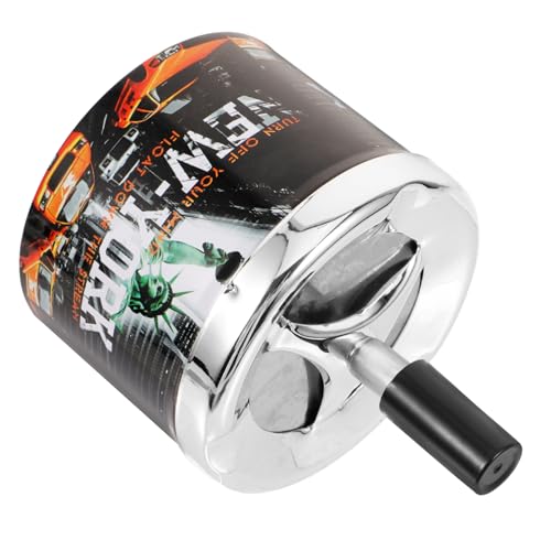 Mikikit Portacenere Rotondo in Metallo Con Coperchio Rotante Portacenere Antivento e Spegnimento Automatico Compatto e Portatile Per Ufficio Casa e Viaggio Design Elegante e Resistente