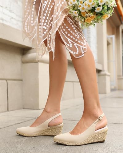 Image of Juliet Holy Womens Wedge Sandals Espadrilles Closed Toe Slingback Buckle Strap Comfortable Casual Summer Wedges Shoes