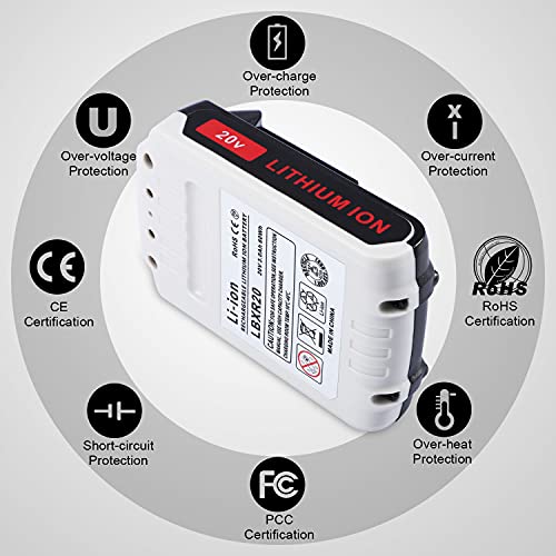 JYJZPB 2 Packs 3000mAh Replace Battery Compatible for Black and Decker 20V Lithium Battery LB20 LBX20, for BLACK+DECKER LBXR20 Decker Battery for Black & Decker 20 Volt MAX Cordless Tools