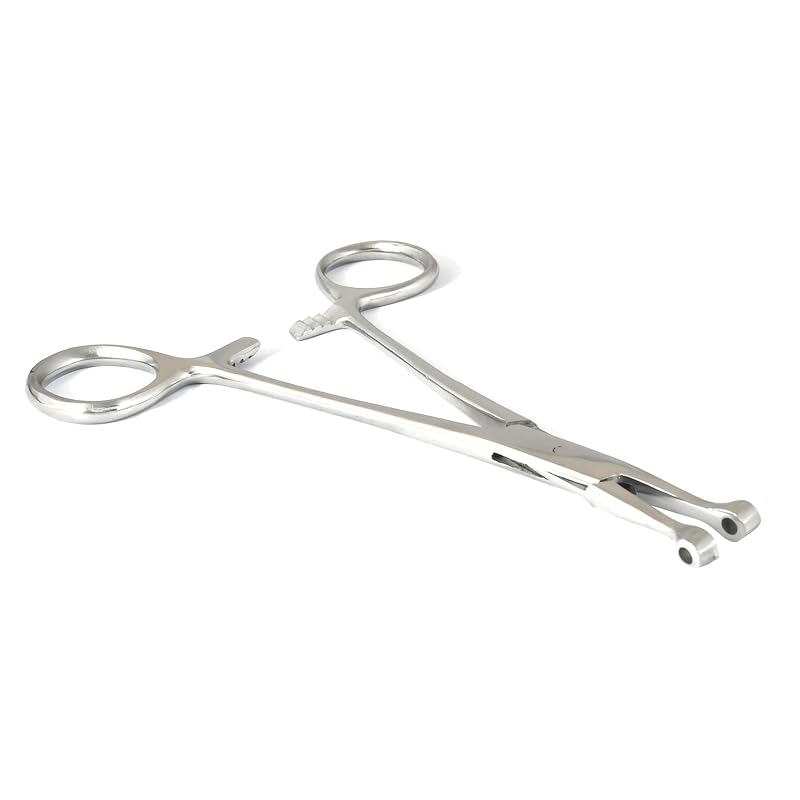 Pinça tubular fixa para piercing OdontoMed2011, aço inoxidável, 15,24 cm