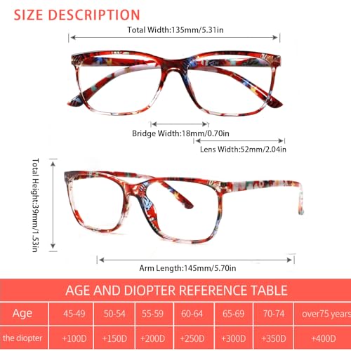 Image of Henotin 4 Pack Ladies Reading Glasses Blue Light Blocking Spring Hinge Readers Anti Eyestrain Computer Eyeglasses (Multicolor-4, 0.0)