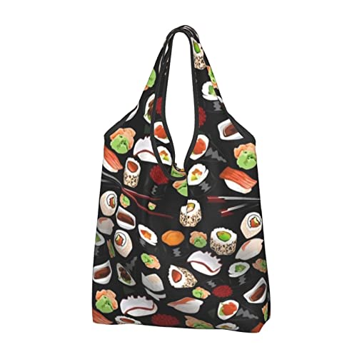Sacs de courses pliables motif sushi noir pour vos sorties plage et shopping