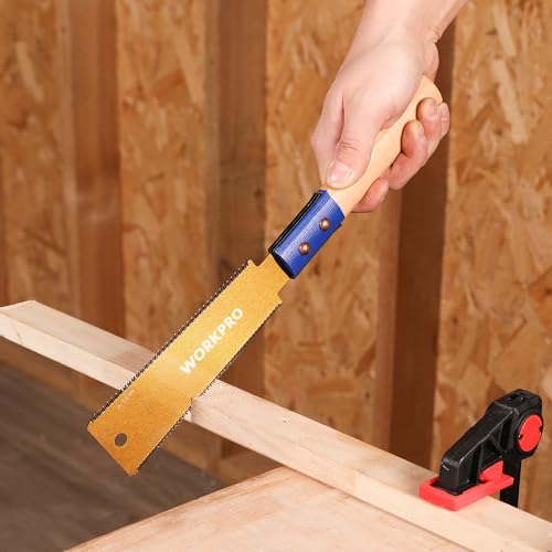 WORKPRO 150mm Japanese Pull Saw, Double-Edged Fine Tooth Saw with 14&17 TPI, SK5 Flexible Blade Hand Saw for Craft, Hobby, DIY, Trim Pull Saw for Woodworking Tools - Image 9