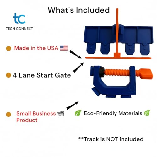 track clamp with 4 lane start gate track not included  compatible with hot wheels track blueorange  monster truck starting gate