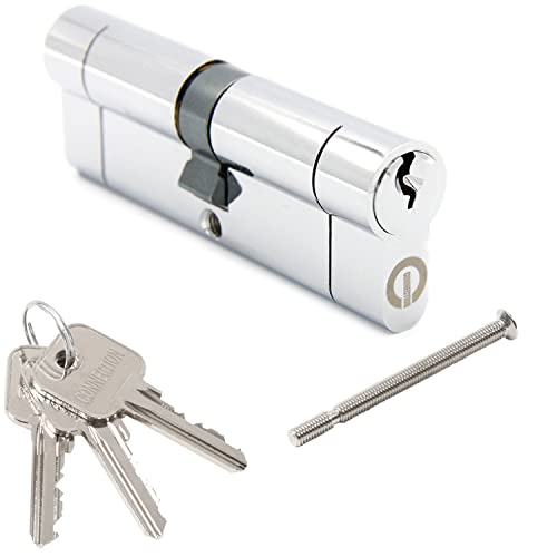 Security Anti-Snap Euro Lock Cylinder-Brass Replacement Lock Barrel (Chrome, 90mm(45/45))