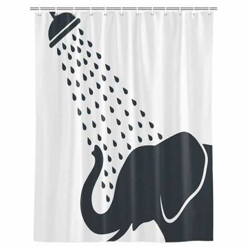 Zoebiuxtzon Funny Elephant Shower Curtain 84 inches Extra Long Elephant Bathing Shower Animal Silhouette Shower Curtains for Bathroom, 72x84, Waterproof Fabric Machine Washable with 12 Hooks by Zoebiuxtzon - Used condition - Image 9