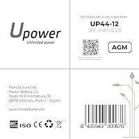 U-Power AGM Batterie 12V 44Ah, VRLA Bleiakku wartungsfrei, wiederaufladbar, Schraubanschluss M6, für USV/UPS, Alarmanlagen, Solaranlagen & Sicherheit – Ansicht 6