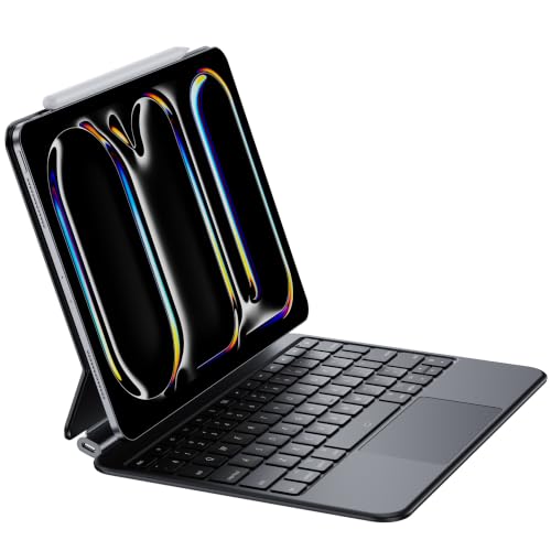 Techfish iPad Pro 13�C���` (M5/M4 2025/2024) �L�[�{�[�h�P�[�X �}�W�b�N�L�[�{�[�h�P�[�X �t���[�e�B���O���C�X�^���h �}���`�^�b�`�g���b�N�p�b�h �y�� �u���b�N
