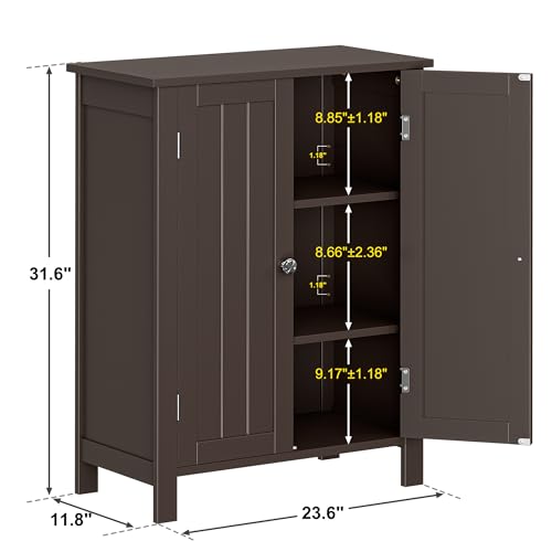 image for SUPER DEAL Modern Bathroom Floor Storage Cabinet with Adjustable Shelf