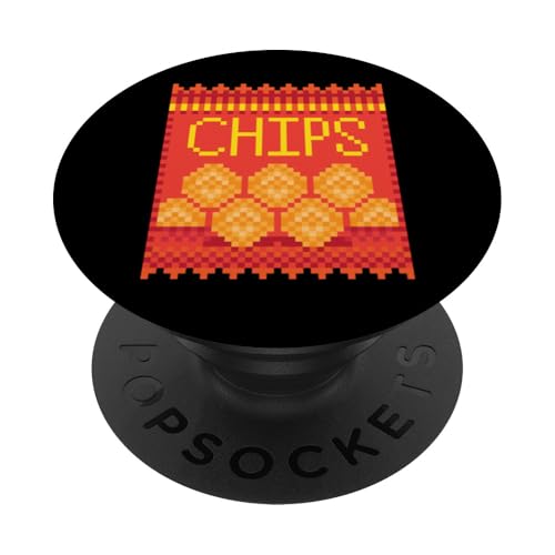 Diseño retro Pixel Art Chips Snack PopSockets PopGrip Adhesivo