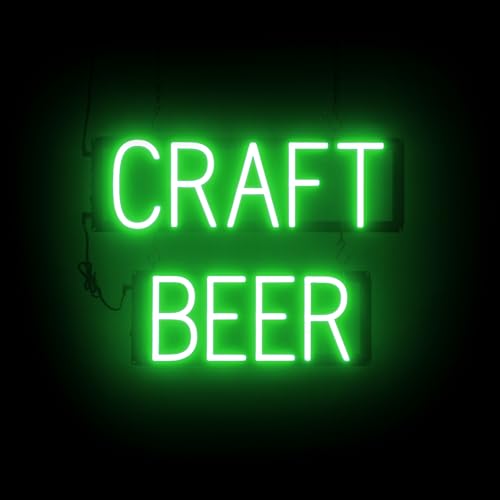 Image of SpellBrite LED Neon CRAFT BEER Sign for Business - Green, 21 inch x 15 inch | Ultra-Bright Click-Together Signage for Bars & Restaurants, with Visibility from 500 ft - 8 Animations, 6 Brightness Levels
