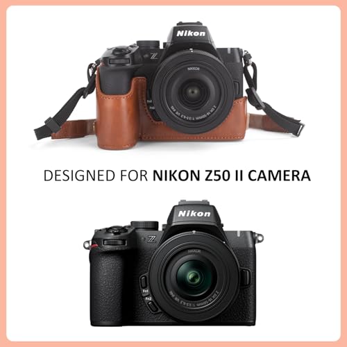 Funda MUZIRI KINOKOO para cámara Nikon Z50 II, cuero PU, marrón miniatura 2