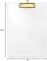 Vista 7 de UNIQOOO Portapapeles de acrílico transparente grueso con clip de acabado dorado brillante, perfecto para amantes del arte moderno, expertos en moda