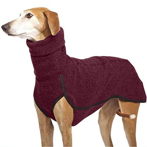 Imily Bela Cappotto invernale caldo per cani con collo alto, in pile, per cani di piccola taglia media, rosso vinaccia, M