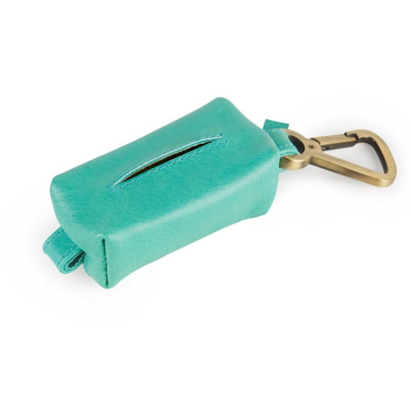 Image of Dog Poop Bag Holder with zipper and opening to easily access bags during walk (Turquoise)