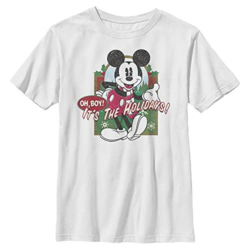 Mickey Boy's Solid Crew Thé Blanc vêtement Disney vintage holiday garçon taille XS