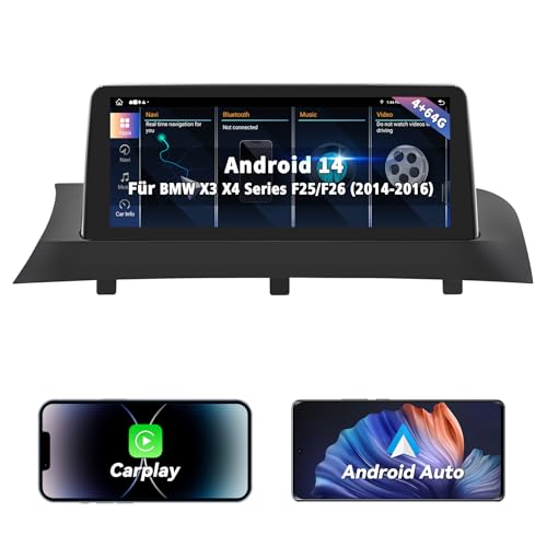KUFUESGGERTA - Autoradio Android 13 10,25 Pouces pour BMW X3/X4 F25/F26 (système NBT 2014-2016) | 8 Core 4 + 64 GB | CarPlay sans Fil, Android Auto, MirrorLink | Écran Tactile HD, OEM conservé, Commandes au Volant - -5%