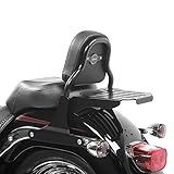Craftride dossier sissybar avec porte-bagages pour montage fixe sur la moto. Coussin amovible pour une utilisation en tant que sissybar solo rider