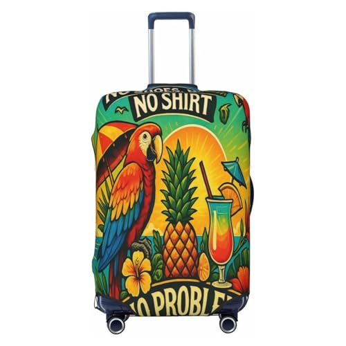 Tropical Parrot Beach Vibes Luggage Cover Protector Elastic Washable Anti-Scratch Suitcase Covers With Concealed Zipper For 18-32 Inch Luggage Small