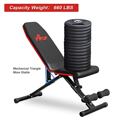 FISUP Weight Bench, Adjustable Workout Bench With Fast Folding, Multi-Purpose Utility Bench Press For Full Body Strength Training Home Gym