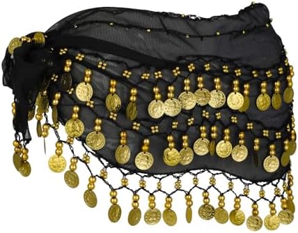 Gonna Danza Del Ventre Con Monete - Sciarpa Chiffon E Metallio, Per Belly Dance, Costume Orientale