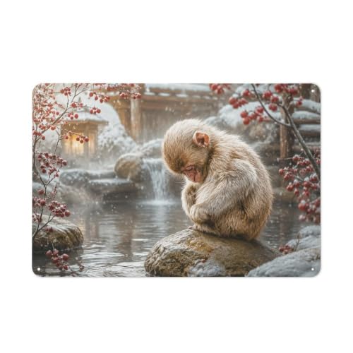Monkey Tableau Métal 20x30cm, Plaque Murale | Choisissez des plaques déco métal comme cadeau de saison pour les fans de déco rétro.