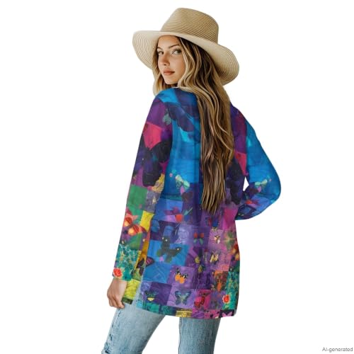 Image of Cardigan Sweaters for Women Long Sleeve Cardigan Soft Drape Open Front Fall Dusters V-Neck Jackets Dressy Loose Coat