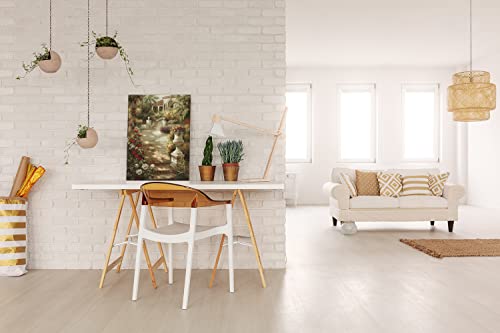 Italy Town Painting Tuscany Wall Art Streets Of Mediterranean Towns Canvas Prints Landscape Picture Framed Ready To Hang Farmhouse Decor 20 X 24 Inch #TOP3