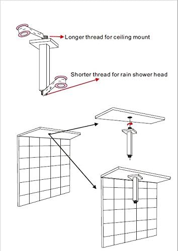 SR SUN RISE 6 Inch Ceiling Mounted Shower Arm Square Arm of Solid Brass Brushed Nickel 152 mm