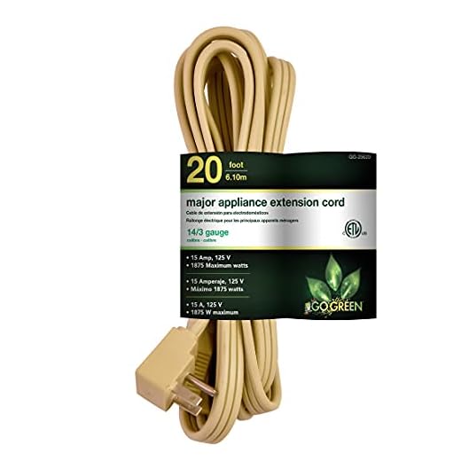 GoGreen Power (GG-25620) 14/3 20’ SPT-3 Appliance Cord, Beige