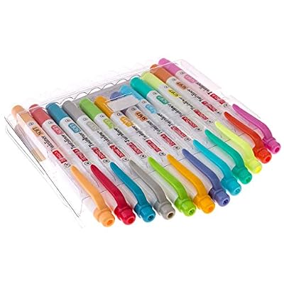 DONG-A Twinliner Double-Sided Highlighter, Fine and Broad Tips, 12 Color Set
