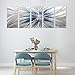 RICHSPACE ARTS Contemporary Metal Wall Art Blue and Silver Modern Sculpture Decor for Living Room 3d Flower Aluminum Artwork for Home and Office Farmhouse Style