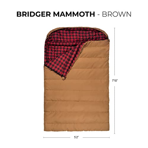 Teton Sports Canvas Mammoth Queen-Size Double Sleeping Bag; Warm And Comfortable For Family Camping , Brown Canvas, 94" X 62" #TOP1