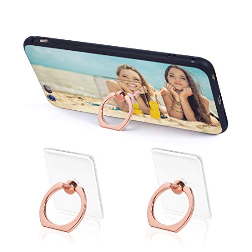 Phone Ring Holder Transparent Ring Holder for Cell Phone 360 Degree Rotation 180 Â°Flip Grip Finger Ring Stand Kickstand Compatible Most Mobile Phones (2 Rose Gold (Rectangle))