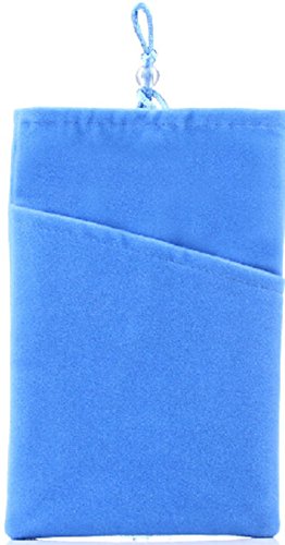 SOSAM 2Xpack Microfiber Sleeve Pouch Cover CasePouch for iPhone 5 5S /iPhone 6 6plus, Samsung HTC ONE/BlackBerry Z10 Mini Wallet Purse Hand Bag Cloth Coin Cell Phone Bag Mobile Pouch (Blue)