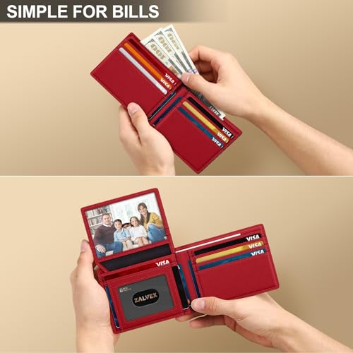 Image of Wallet for Men Slim RFID Blocking Leather Credit Card Holder Wallet for 14 Cards, Bifold Minimalist Thin Wallet with 2 ID Windows & Cash Slot, Front Pockt Carteras Para Hombres, Birthday Gifts for Men
