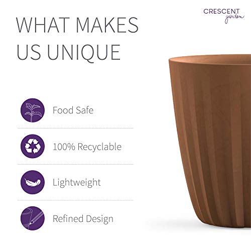 Crescent Garden Pleat Planter, Large Outdoor/Indoor Pot, 15-Inch (Weathered Terracotta) #TOP3
