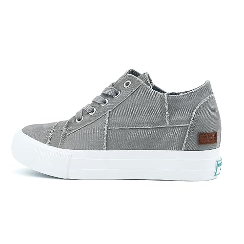 JENN ARDOR Women's Fashion Sneakers Hidden Wedges High Top Zipper Lace Up Platform Sneakers Ladies Walking Casual Canvas Slip On Comfortable Shoes