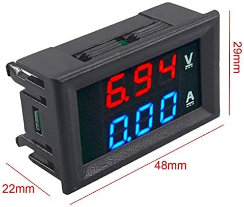 Onsinic Mini Digital Voltmeter Ammeter DC 100V 10A Panel Amp Volt Voltage Current Meter Tester Blue Red Dual LED Display