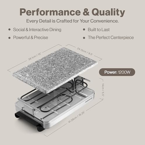Swissmar Stelvio Raclette Party Grill with Granite Stone Non-Stick Grill Plate/Crepe Top, Outdoor & Indoor Electric BBQ Grill, Samgyupsal Griller - Brushed Stainless Steel - 8-Person - Silver by Swissmar - Image 5