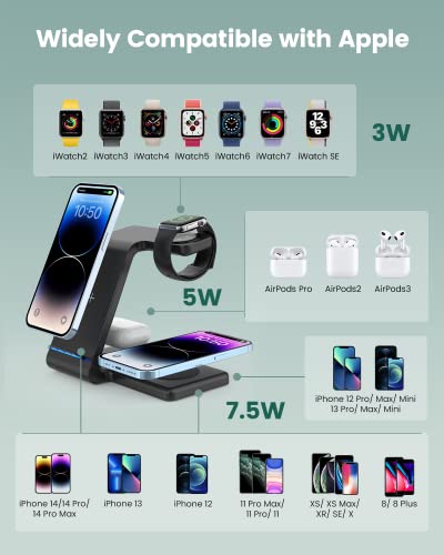 Charging Station For Multiple Devices Apple, 4 In 1 Wireless Charger Station, With Qi-Certified 30W Charging Dock For Apple Watch 7 6 Se 5 4 3, Iphone 14 13 12 11 Pro, Pro Max, Mini, Airpods Pro 3, 2 #TOP1
