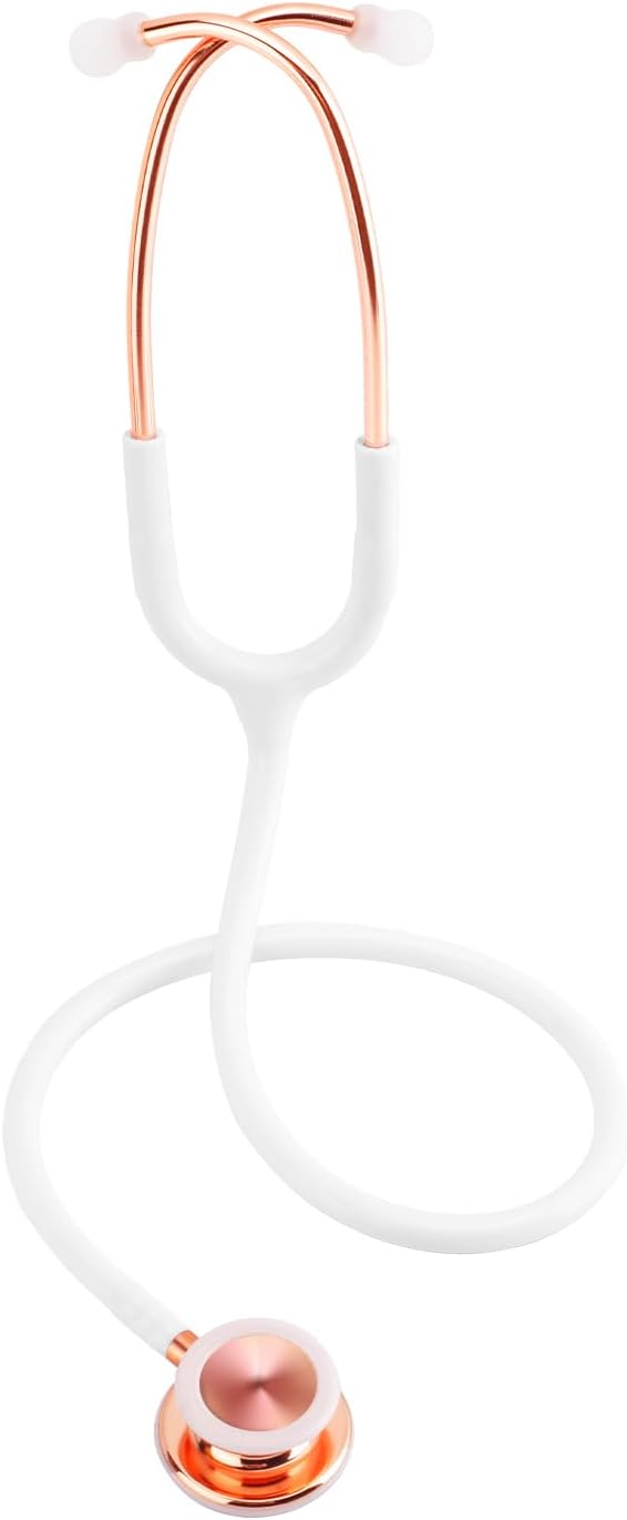 Scienlodic Double-Sided Stethoscope with Ear Tips, Professional Stethoscope for Doctor Nurse Clinical Student Use, Customized Gold-Plated High-end - White