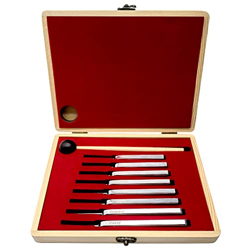 8 Packs Tuning Fork Set With Striking Hammers - Stainless Steel with Hammer (256 Hz (C), 288 Hz (D), 320 Hz (E), 341.3 Hz (F), 384 Hz (G), 426.6 (A), 480 (B), 512 (C)) Sound Healing Vibration Tools