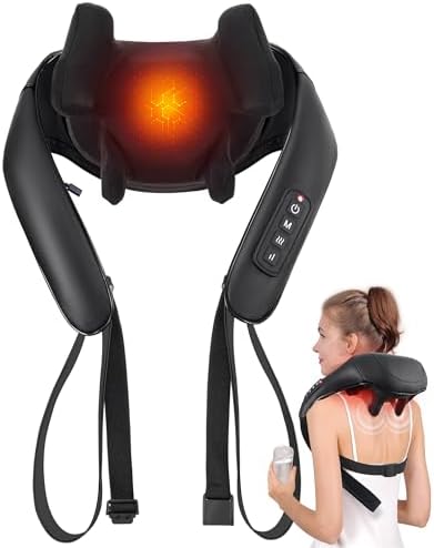 MASGRE Shiatsu Back and Neck Massager, Cordless Shoulder Massager with Heat, Electric Deep Tissue 3D Kneading Massage Pillow for Shoulder, Leg, Body Muscle Pain Relief, Gifts for Women Men