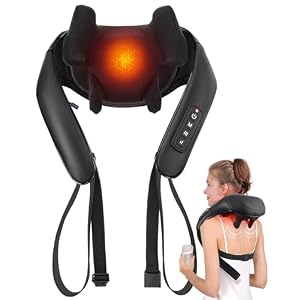 Shiatsu Back and Neck Massager, Cordless Shoulder Massager with Heat, Electric Deep Tissue 3D Kneading Massage Pillow for Shoulder, Leg, Body Muscle Pain Relief, Gifts for Men Women