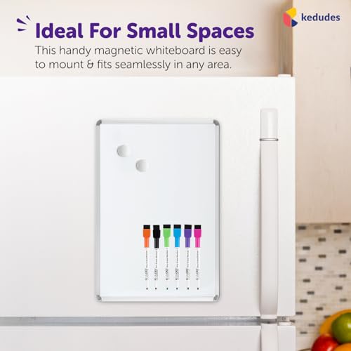 Kedudes Magnetic Dry Erase Board 11 x 14 inches - Board Dudes SRX Magnetic 6-Pack Dry Erase Markers, Assorted Colors - Small - (11x14 with 4 Note Magnets and Markers)