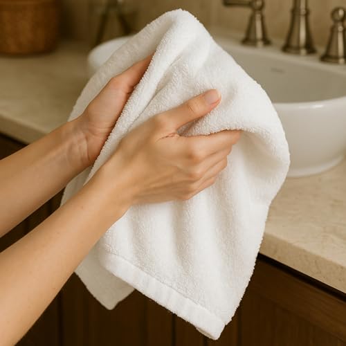 Miniatura 4 de Decasatextil Pack 2 Toallas Lavabo 50x90cm Algodón 500g M Suaves Y Absorbentes Toallas Baño Y Mano Para Lavabo, Gimnasio O Aseo Blanco