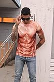 Goodstoworld Mens Ugly Chest Graphic Tshirts Fake Muscles 3D Funny Short Sleeve Teen T-Shirt Tees Women Rave Gift Tan Shirt Small