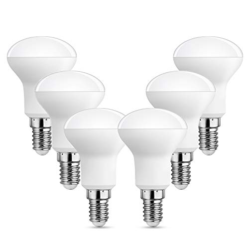 R50 E14 LED-Strahler Warmweiß 2700K, 5W Ersatz Reflektorlampen R50 40W, 500LM, 120° Abstrahlwinkel, AC 230V, E14 Reflektor Klein Lampe für Küche/Treppenhaus, Nicht Dimmbar, 6er-Set